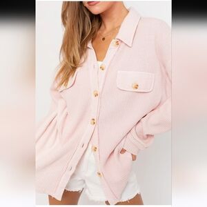 Le Lis Brooke Pink Waffle Knit Shacket XS